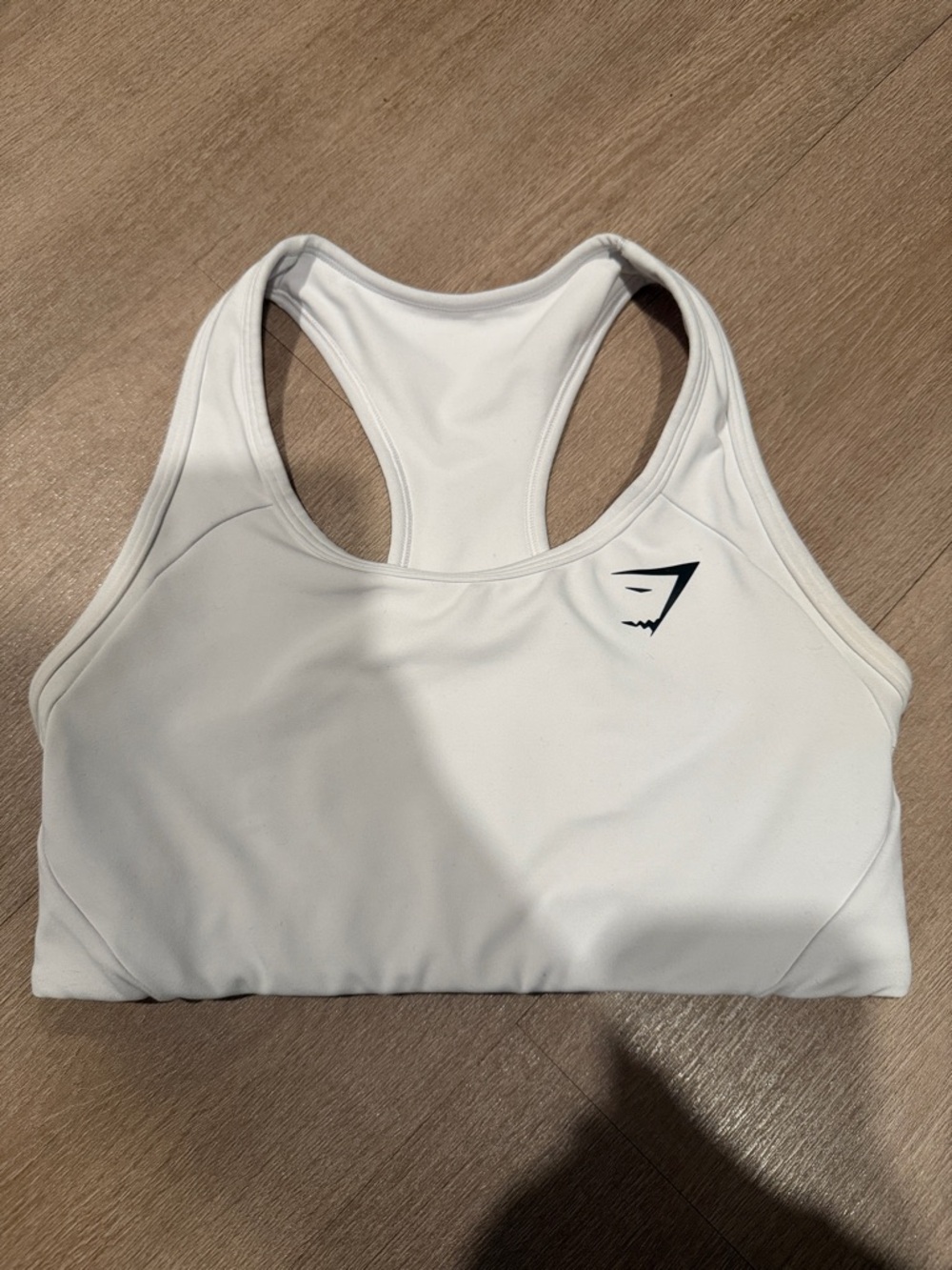Women’s Gymshark White Racerback Sports Bra with Small Logo- Size Small